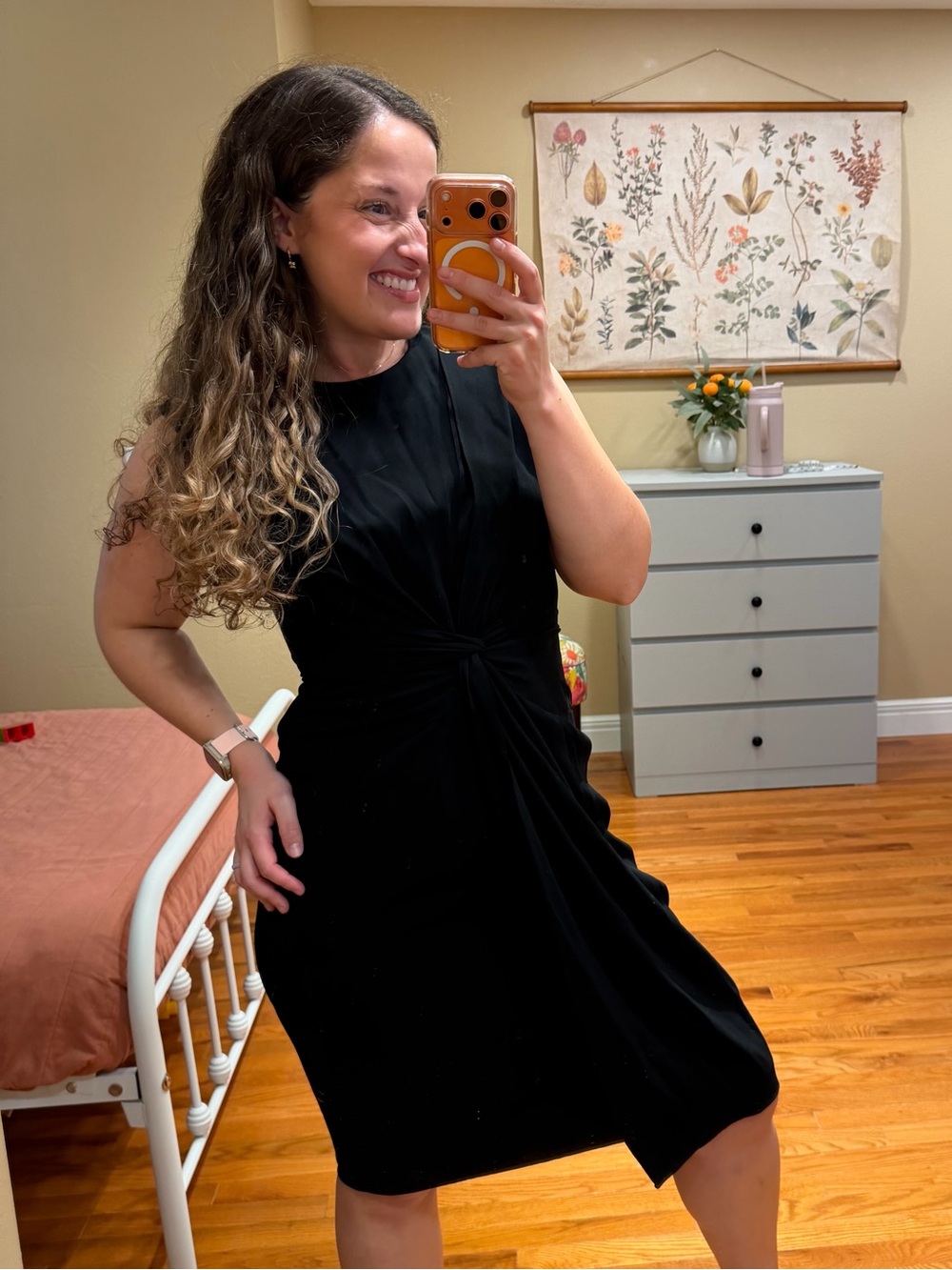 MM Lafleur Black Twist-Front Taylor knee length Dress 6